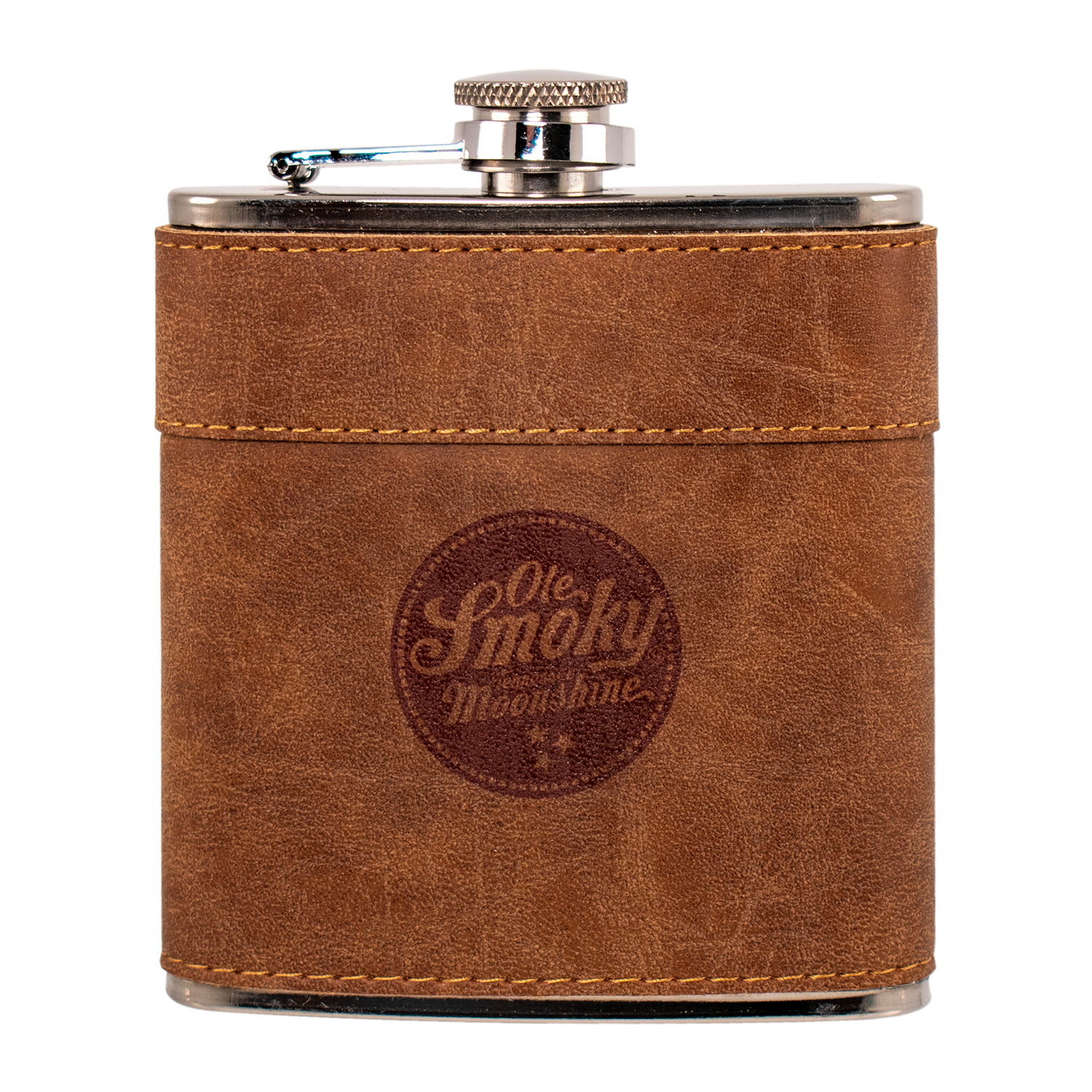 BROWN LEATHER WRAPPED FLASK