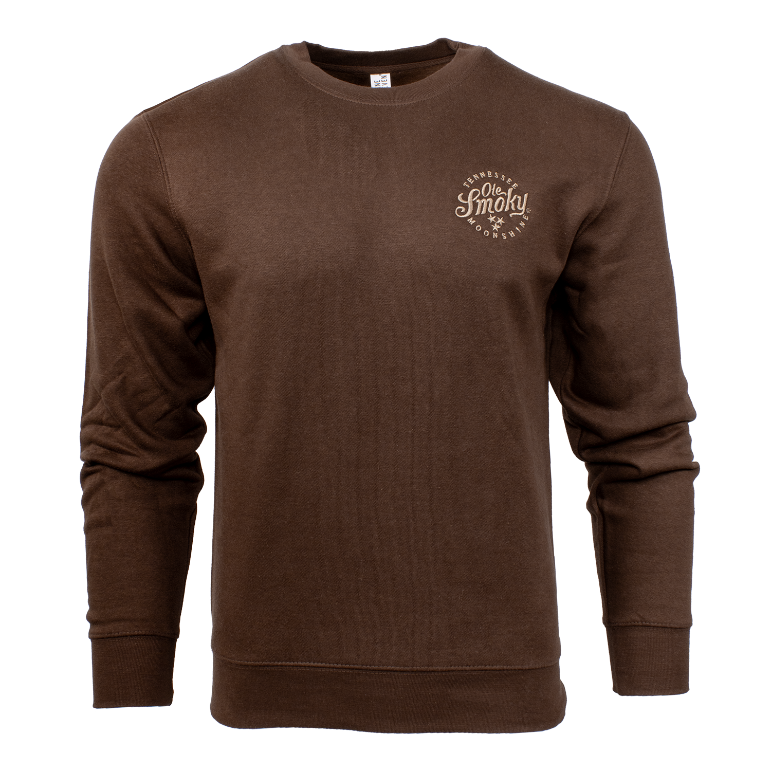 EMBROIDERED FLEECE CREWNECK - CHESTNUT