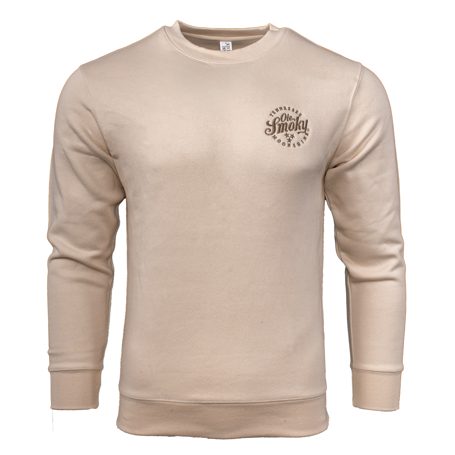 EMBROIDERED FLEECE CREWNECK - SANDSHELL