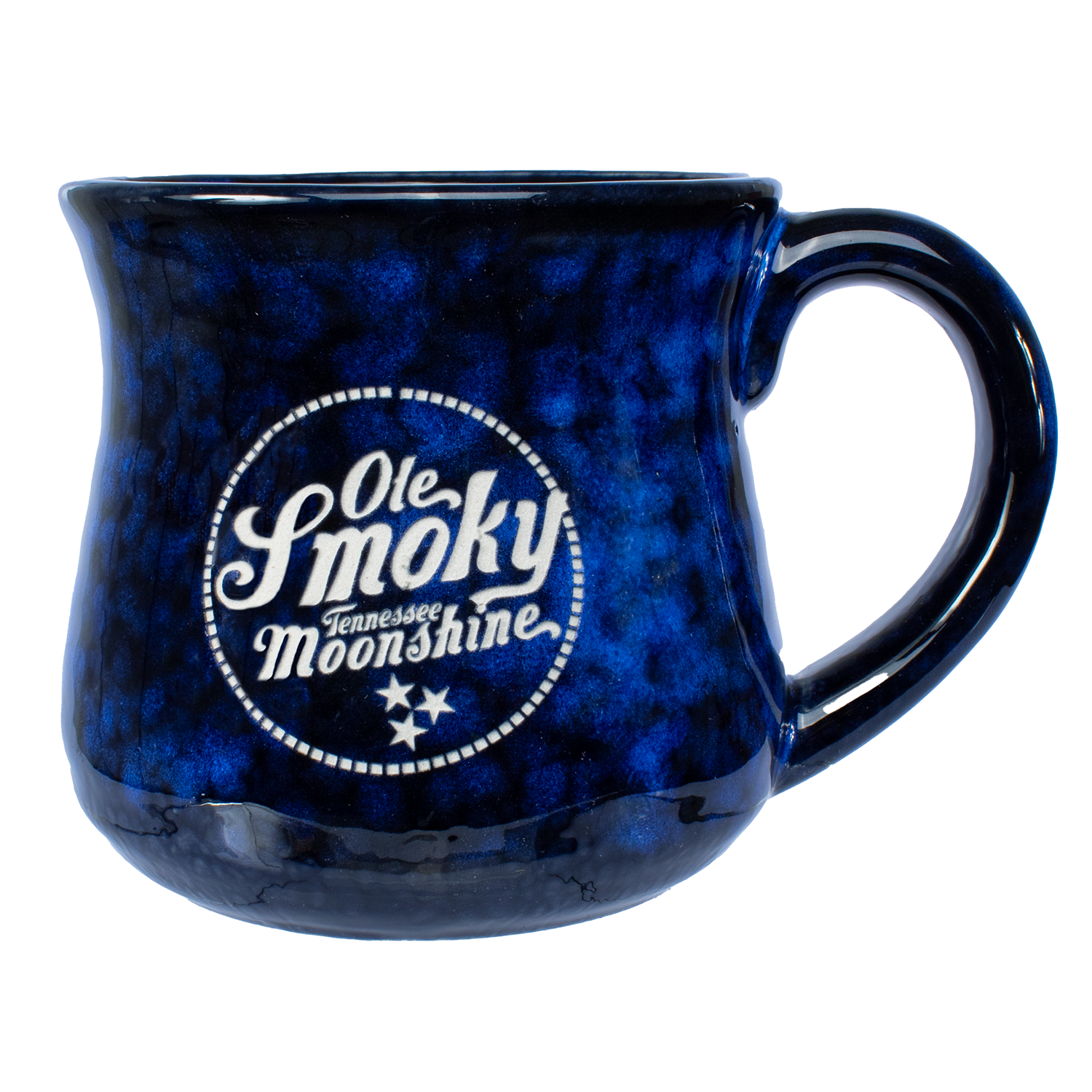 GLAZED POTTERY MUG - BLUE/BLACK