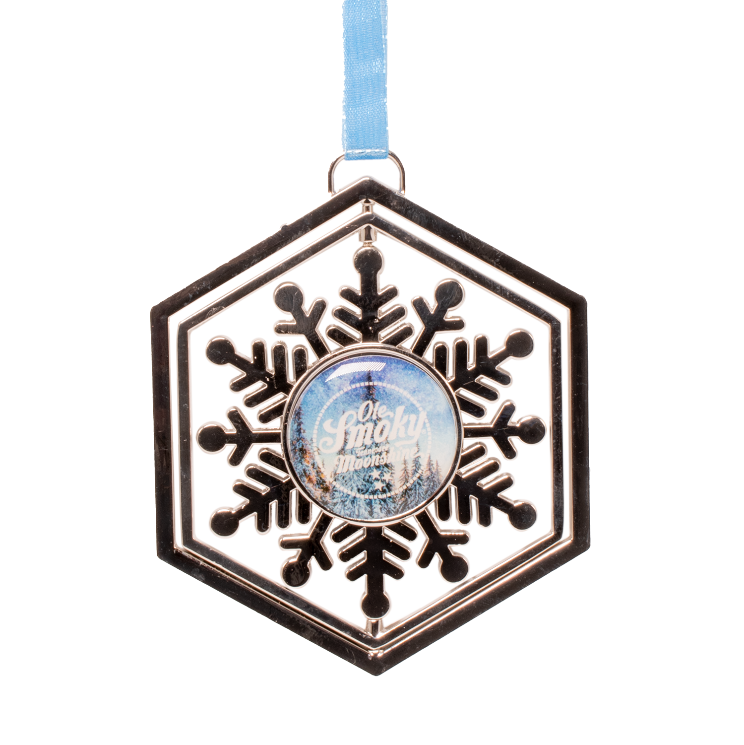 SILVER SNOWFLAKE SPINNER ORNAMENT